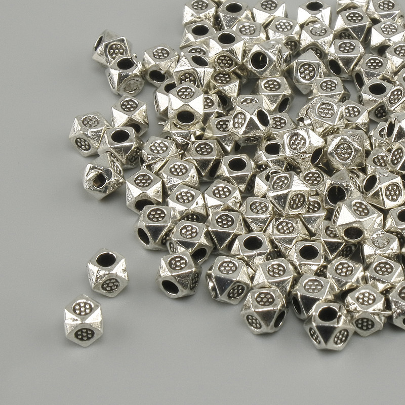 Silver-colored bead-insert hardware, metal color silver, diameter 3×3 mm ± hole opening, diameter 1.8 mm ±; packaging 20 g (~133 pcs)