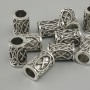 Bead fitting Scandinavian rune, diameter 13x9mm +/-, hole diameter, metal color silvery, bulk pack 10 pcs
