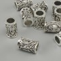 Bead hardware Scandinavian rune, diameter 13x9mm +/-, hole, diameter 6mm, silver-colored metal finish. pack of 10 pcs