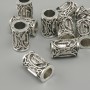 Bead fitting Scandinavian rune, diameter 13×9mm ±, hole, diameter 6mm, silvery metal color, packaged 10 pcs