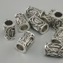 Bead fitting Scandinavian rune, diameter 13x9mm ±, hole diameter, 6mm, silver-colored metal, pack. 10 pcs