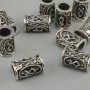 Bead fitting Scandinavian rune, diameter 13x9 mm +- , hole, diameter 6 mm, silvery metal color, packed 10 pcs
