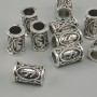 Jewelry findings bead Scandinavian rune, diameter 13x9 mm ±, hole, hole diameter 6 mm, silvery metal color, pack. 10 pcs