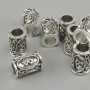 Jewelry findings bead Scandinavian rune, diameter 13x9mm +/-, hole, diameter 6mm, silvery metal color, pack of 10 pcs