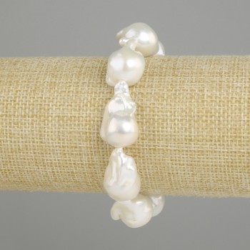 Baroque pearl bracelet, diameter 20-23x13-17mm +/-, length 18cm +/- stretch