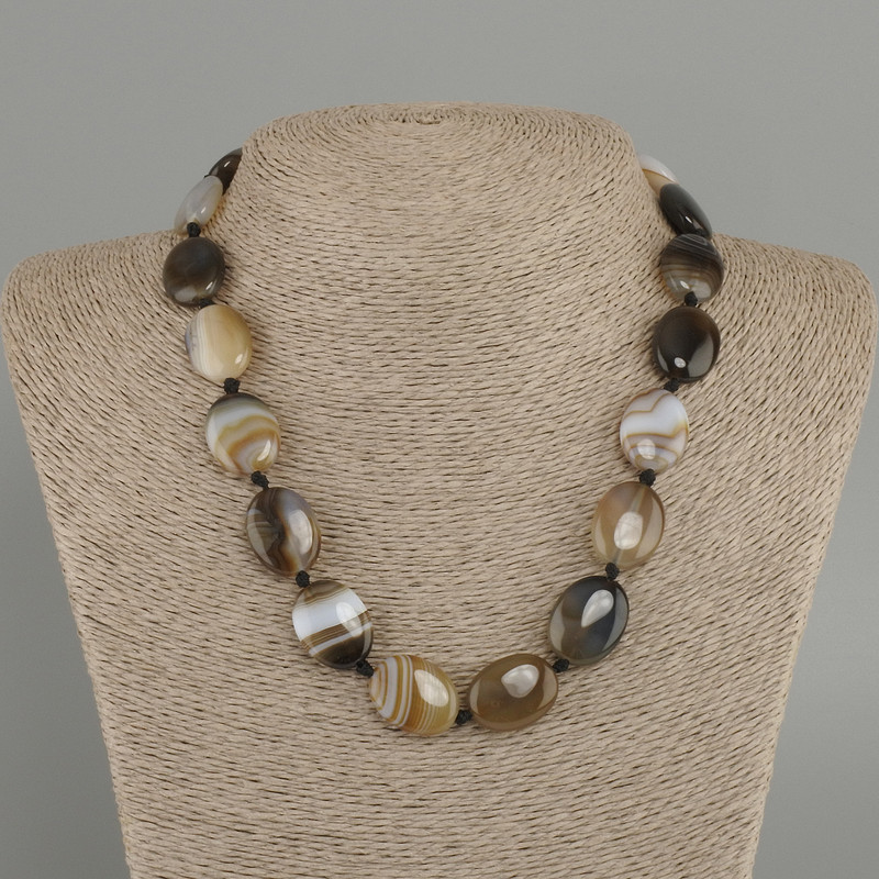 Agate Oval Necklace, diameter 19.5-20x15mm ±, length 45cm ± with clasp
