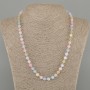 Necklace Morganite smooth round bead, diameter 10mm +/-, length 45cm +/-, with clasp