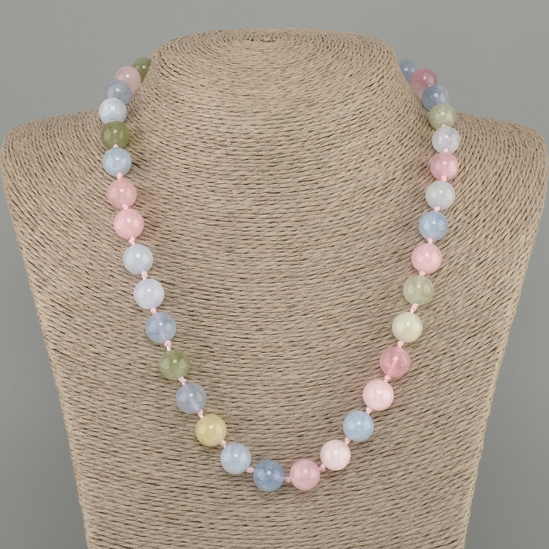 Morganite necklace, smooth round bead, diameter 10mm+- , length 45cm+- with clasp