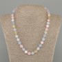 Necklace Morganite smooth bead, diameter 8mm+/-, length 45cm+/- with clasp