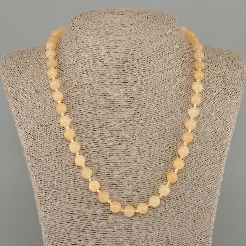 Necklace Citrine smooth bead, diameter 8mm+/-, length 50cm+/-, with clasp