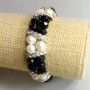 Bracelet with freshwater pearls, Czech crystal, length 18 cm ± stretch
