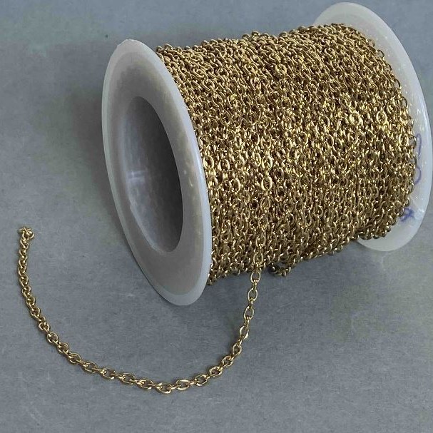 Gold chain on a spool for jewelry making, thickness 2.4 mm ±, length 18 m ±