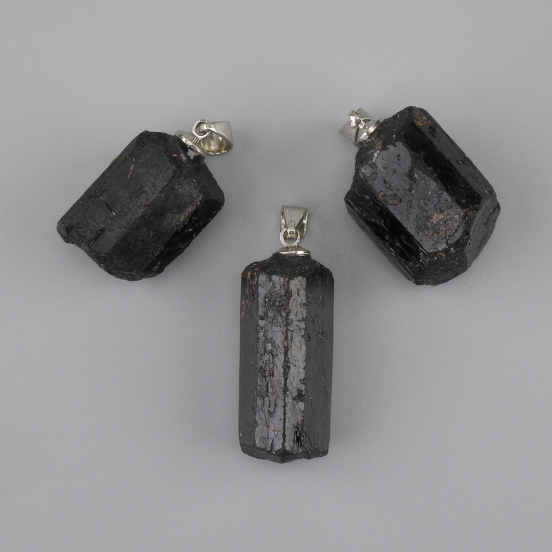 Pendant unpolished Tourmaline Schorl 30-40×11-20 mm ± (assorted sizes)