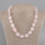Necklace Pink Quartz tumbled, diameter 14-22x12-15 mm +-, length 45 cm +- with clasp