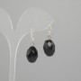 Agate earrings faceted grain, diameter 16x12mm +/-, length 30mm +/-