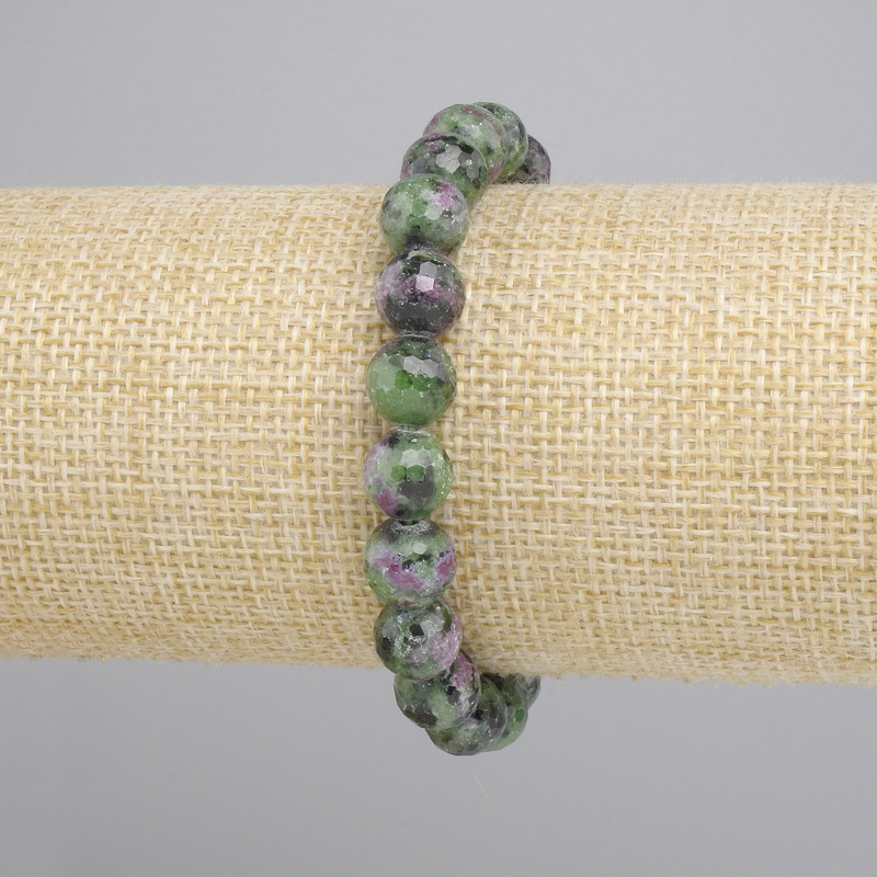 Zoisite bracelet faceted bead, diameter 8mm+- , length 18cm+- stretch