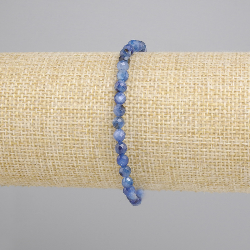 Kyanite bracelet faceted round bead, diameter 4mm±, length 18cm± stretch