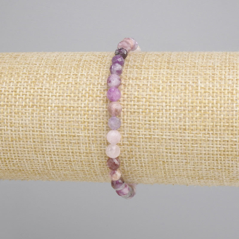 Lepidolite bracelet faceted bead, diameter 5mm+/-, length 18cm+/-, stretch