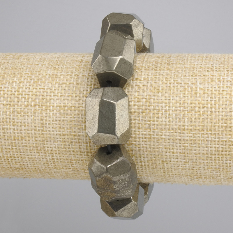 Bracelet Pyrite Faceted, diameter 20-21, 5x16mm+-, length 18cm+- stretch