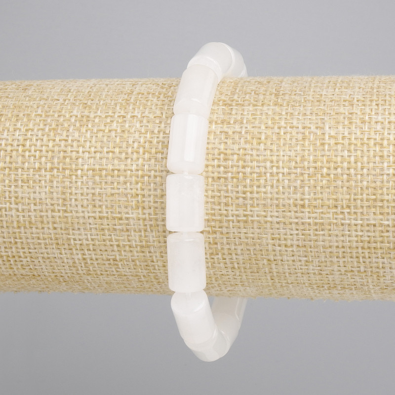 Bracelet Mountain Rock Crystal cylinder, diameter 12x8mm +- , length 18cm +- stretch