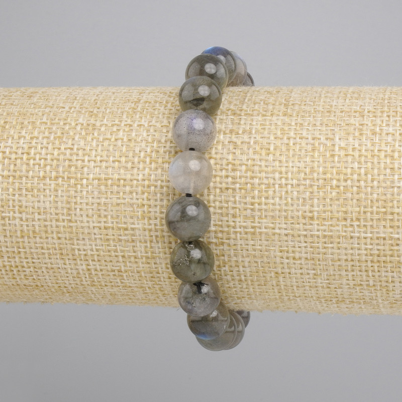 Labradorite bracelet smooth round bead, diameter 10mm ±, length 18cm ±, stretch