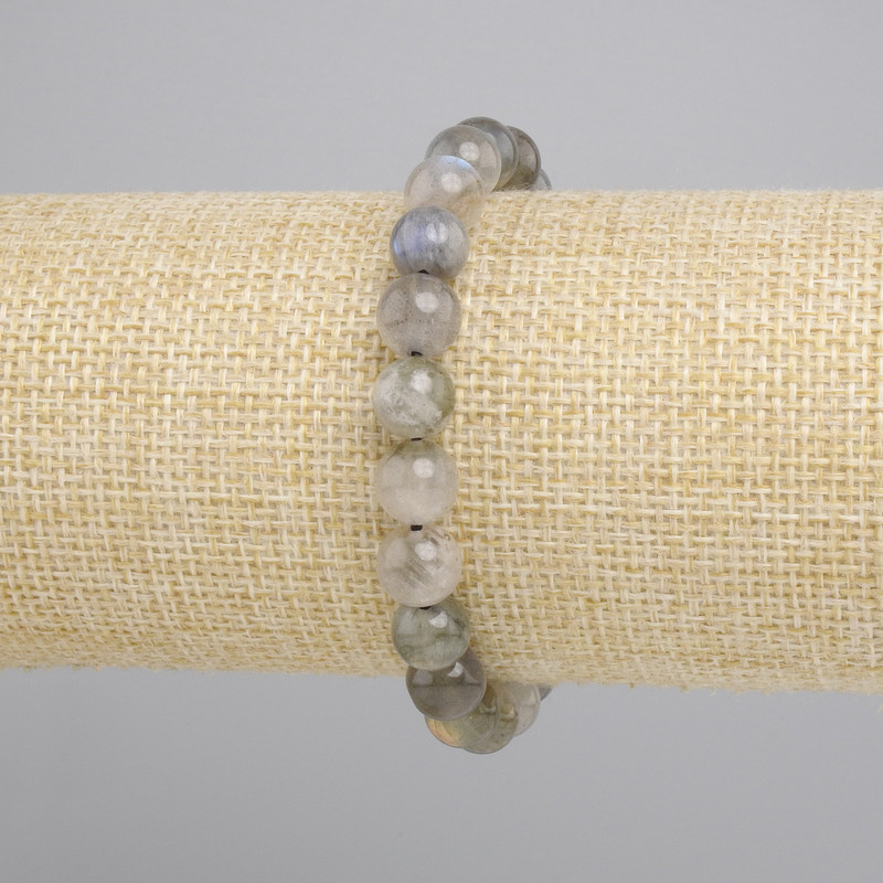 Labradorite bracelet, smooth bead, diameter 8mm+- , length 18cm+- stretch