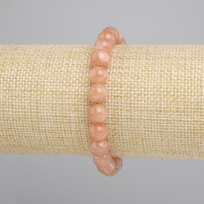 Selenite Sun Stone Bracelet smooth ball, diameter 8.5 mm ±, length 18 cm ± on stretch