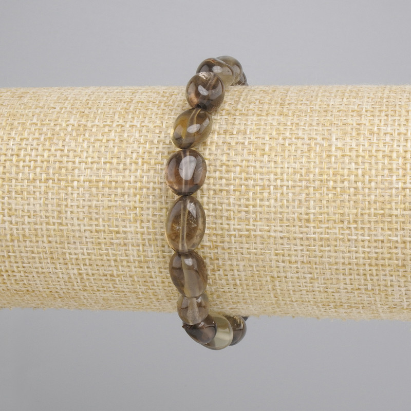 Bracelet Smoky Quartz tumbled, diameter 9-12x7, 5-8, 5mm+-, length 18cm+- stretch