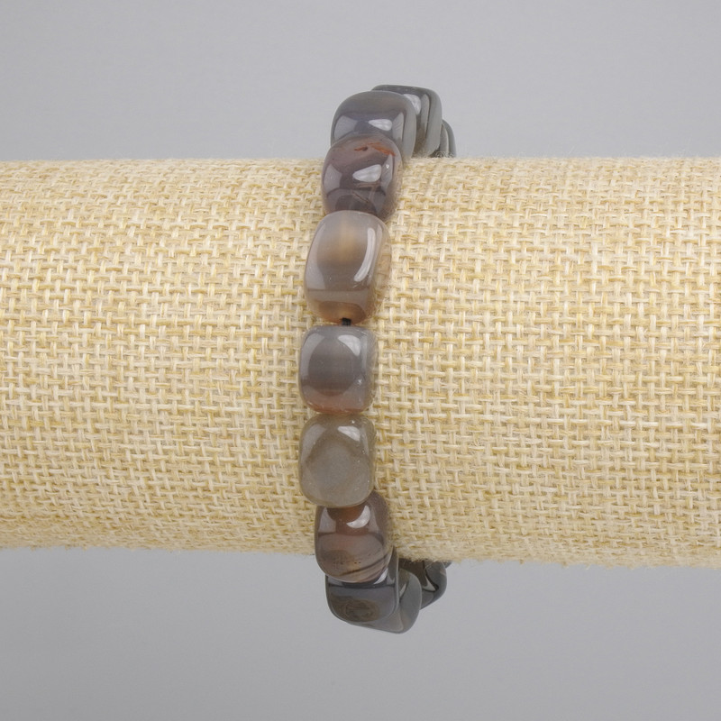 Agate bracelet, bar shape, diameter 9-12x8-10mm ±, length 18cm ±, stretch