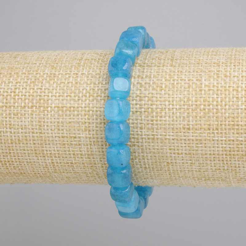 Aquamarine bracelet cube, diameter 7-8mm ±, length 18cm ± stretch