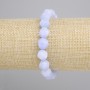 Aquamarine bracelet faceted shapes, diameter 10x9 mm +/-, length 18 cm +/- stretch