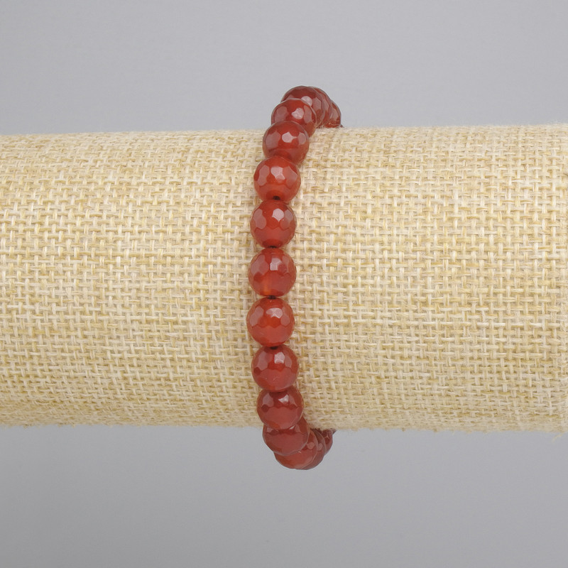 Carnelian bracelet faceted bead, diameter 8mm+-, length 18cm+-, stretch