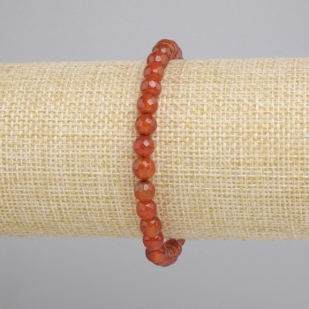 Bracelet Carnelian faceted bead, bead diameter 6mm ±, length 18cm ± stretch
