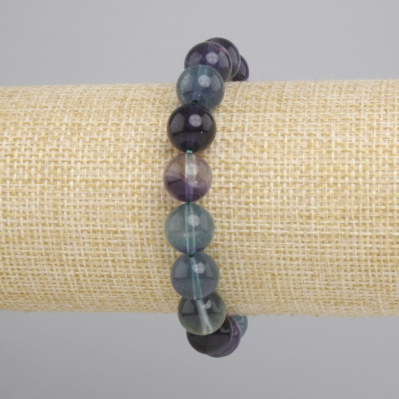 Fluorite bracelet smooth round bead, diameter 10 mm +/-, length 18 cm +/- stretch