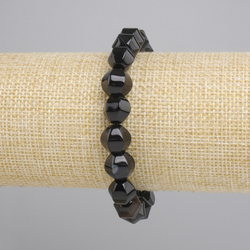 Agate bracelet faceted round bead, diameter 9mm ±, length 18cm ± stretch