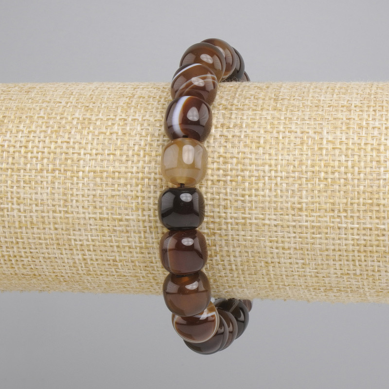 Agate bracelet barrel beads, diameter 10-11x10mm ±, length 18cm ± stretch