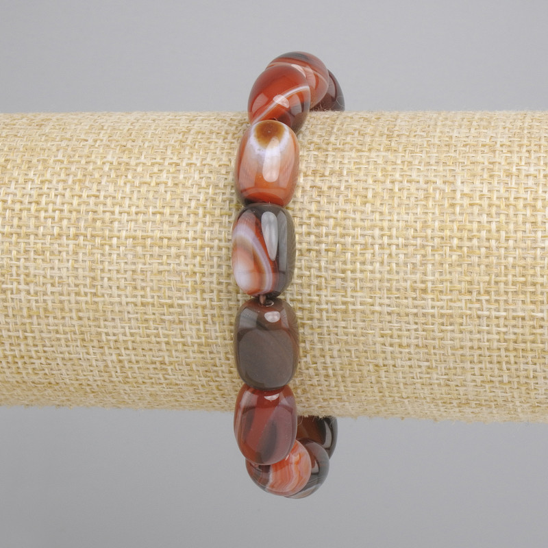Agate barrel bracelet, diameter 14x10mm ±, length 18cm ± stretch