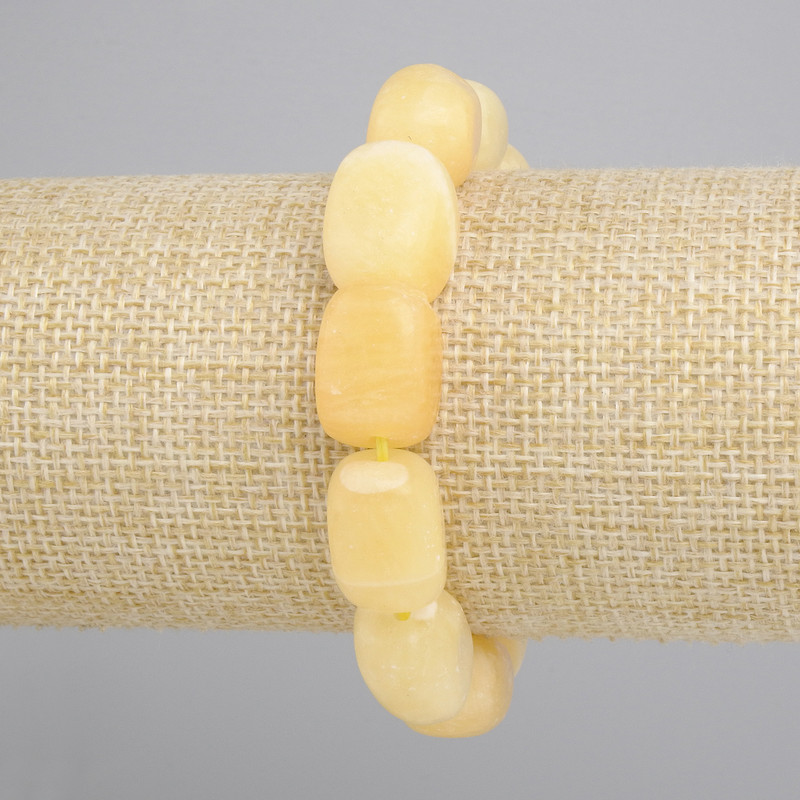 Yellow Agate bracelet, bar / rectangular piece, diameter 14-17x11-12, 5mm+-, length 18cm+/- on stretch