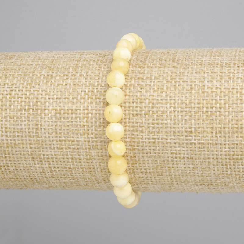 Bracelet yellow Agate smooth bead, diameter 6mm +- , length 18cm +- stretch