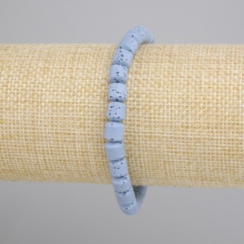 Blue Lava Bracelet Vulcanic Lava cylinder, diameter 6x6mm+-, length 18cm+- stretch
