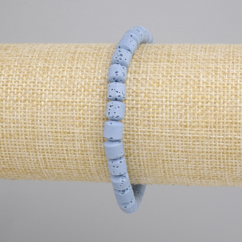 Blue Lava Bracelet Vulcanic Lava cylinder, diameter 6x6mm+-, length 18cm+- stretch
