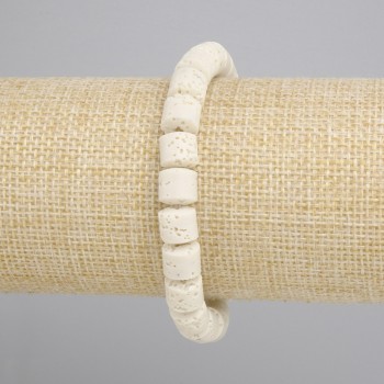 Beige Lava Bracelet volcanic lava cylinder, diameter 8x8 mm +/-, length 18 cm +/-, stretch