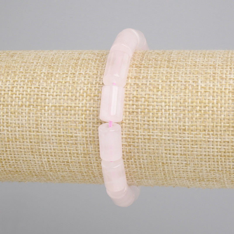 Bracelet Rose Quartz cylinder, diameter 12, 5x8mm+- , length 18cm+- stretch