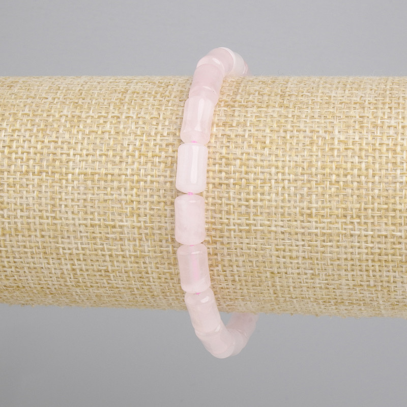 Rose quartz bracelet cylinder, diameter 10x6mm +- , length 18cm +- stretch