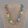 Cat's Eye Necklace smooth round bead 14mm± Czech crystal faceted rondelle 8x6mm±, length 45cm±
