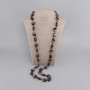 Long necklace Toned quartz faceted rhombus 20x18mm± Czech crystal faceted rondelle 8x6mm+-, length 104cm+-