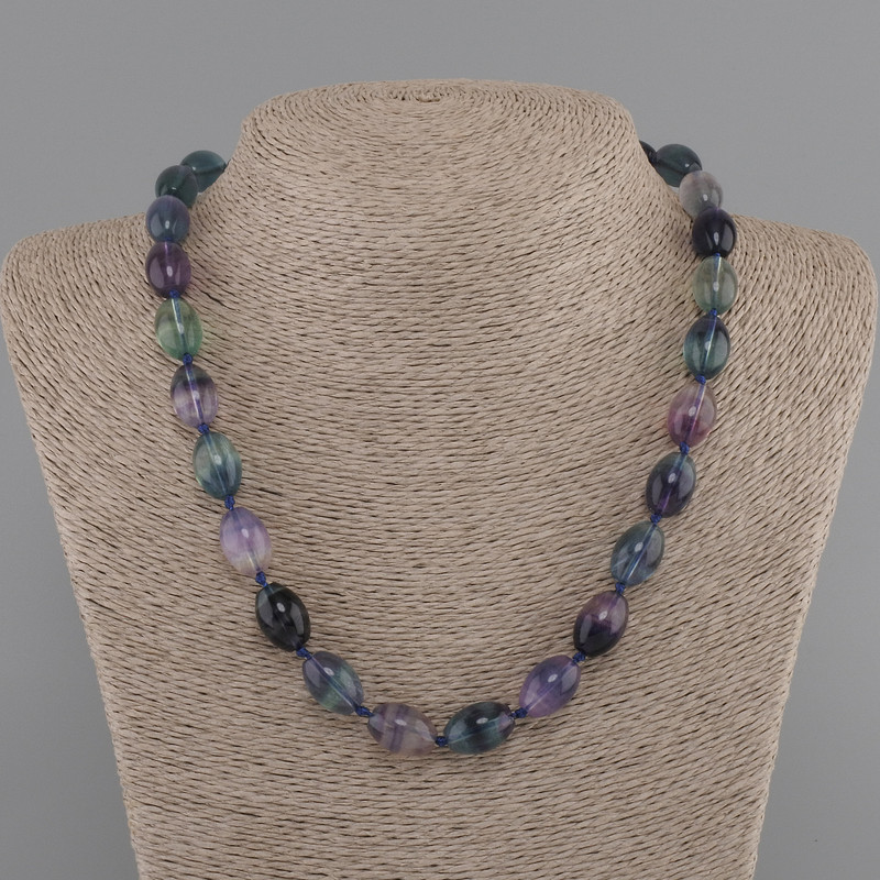 Necklace Fluorite grain 14x10mm+- , length 45cm+- with clasp