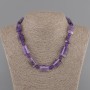 Amethyst necklace rectangles 19-21×13-15mm ± smooth bead 6mm ± length 45cm ± with clasp