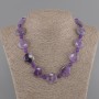 Necklace Amethyst coin 20mm+- smooth bead 6mm+-, length 45cm+- with clasp