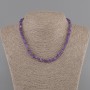 Necklace Amethyst cube with cross hole 4mm +- length 40cm +5cm extending chain